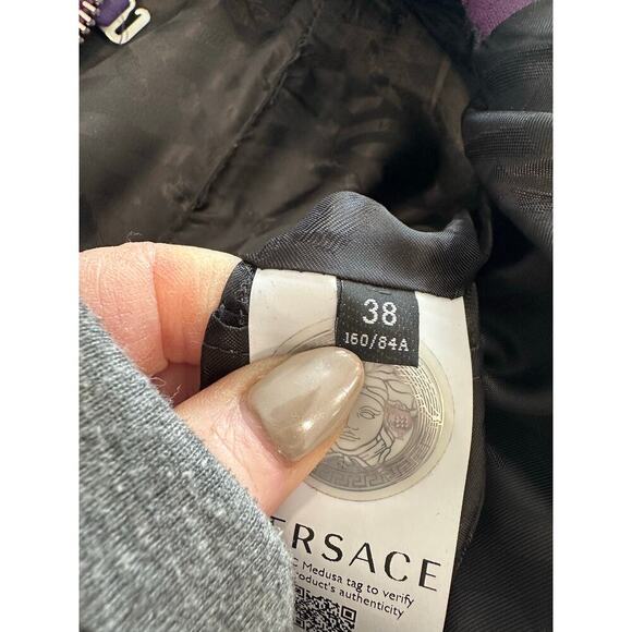 Versace Runway Bright Dark Orchid Leather Fringe Mini Dress - Picture 10 of 16